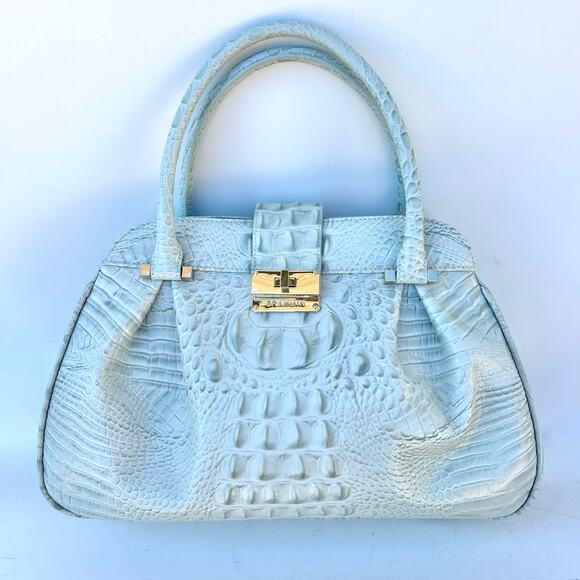 Brahmin Laura Satchel Purse Heavenly Blue Pale Light Melbourne Top Handle Bag